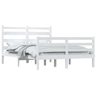 vidaXL Rama łóżka, lite drewno sosnowe, 120 x 200 cm, biała