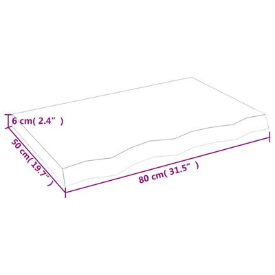 vidaXL Półka, ciemnobrązowa, 80x50x(2-6) cm, wykończone drewno dębowe