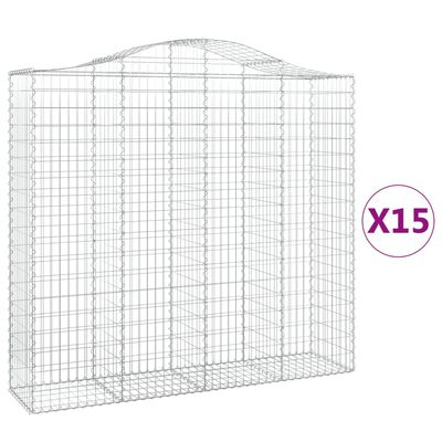 vidaXL Kosze gabionowe, 15 szt, 200x50x180/200cm, galwanizowane żelazo