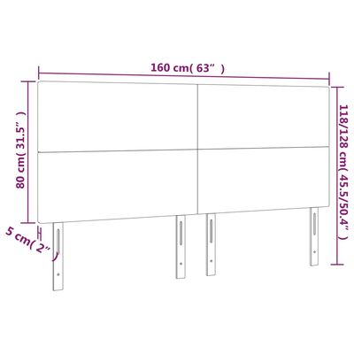 vidaXL Zagłówek do łóżka z LED, czarny, 160x5x118/128 cm, aksamit