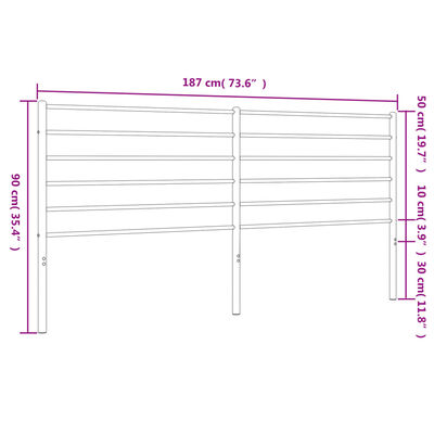 vidaXL Metalowe wezgłowie, czarne, 180 cm