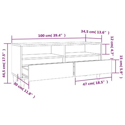 vidaXL Szafka pod TV, szary dąb sonoma, 100x34,5x44,5 cm