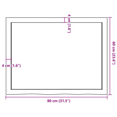 vidaXL Blat do łazienki, ciemnobrązowy, 80x60x(2-6) cm, lite drewno