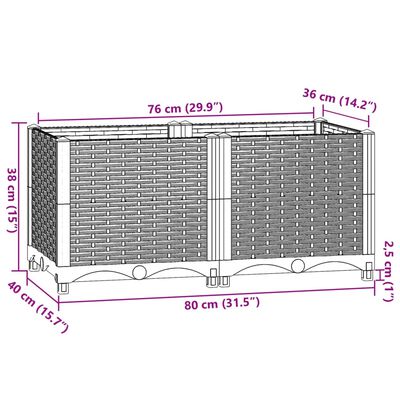 vidaXL Donica do podniesionej rabaty, 80x40x38 cm, polipropylen