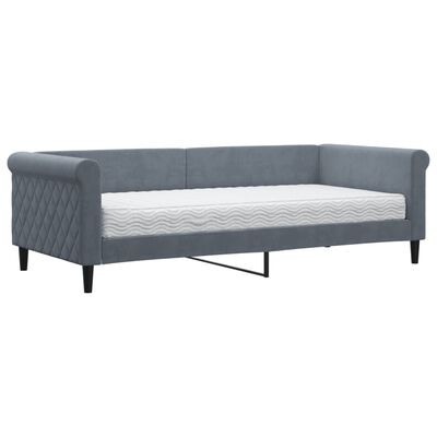 vidaXL Sofa z materacem do spania, ciemnoszara, 90x200 cm, aksamit