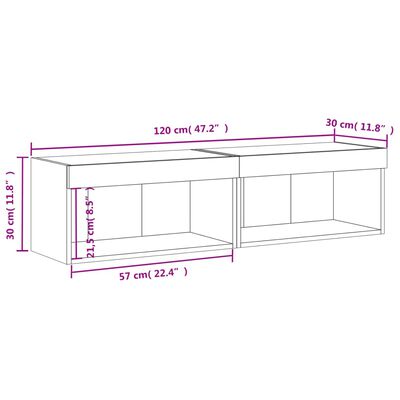 vidaXL Szafki pod TV, z oświetleniem LED, 2 szt., białe, 60x30x30 cm