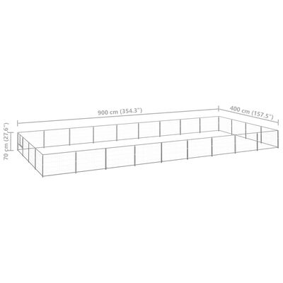 vidaXL Kojec dla psa, srebrny, 36 m², stalowy