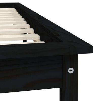 vidaXL Rama łóżka, czarna, 140x200 cm, lite drewno sosnowe
