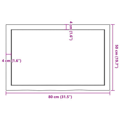 vidaXL Blat do łazienki, jasnobrązowy, 80x50x(2-6) cm, lite drewno