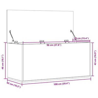 vidaXL Skrzynia, szarość betonu, 100x42x46 cm, materiał drewnopochodny