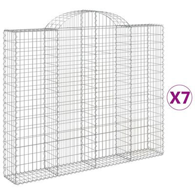 vidaXL Kosze gabionowe, 7 szt, 200x30x160/180 cm, galwanizowane żelazo