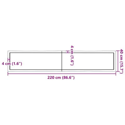 vidaXL Blat, jasnobrązowy 220x40x(2-6) cm drewno z naturalną krawędzią