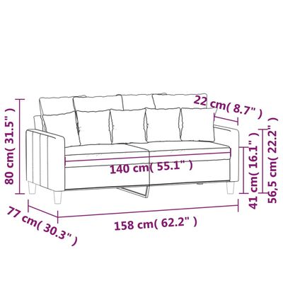 vidaXL Sofa 2-osobowa, brązowa, 140 cm, tapicerowana aksamitem