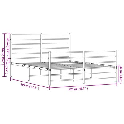 vidaXL Metalowa rama łóżka z wezgłowiem i zanóżkiem, biała, 120x190 cm