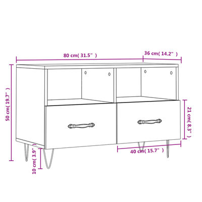 vidaXL Szafka pod TV, szarość betonu, 80x36x50 cm