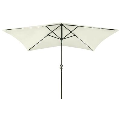 vidaXL Parasol ogrodowy z LED i stalowym słupkiem, piaskowy, 2x3 m