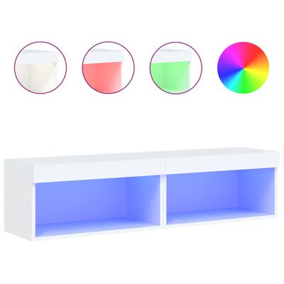 vidaXL Szafki pod TV, z oświetleniem LED, 2 szt., białe, 60x30x30 cm