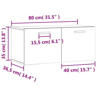 vidaXL Szafka wisząca, biała, 80x36,5x35 cm, materiał drewnopochodny