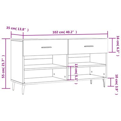 vidaXL Ławka z miejscem na buty, biała, 102x35x55 cm