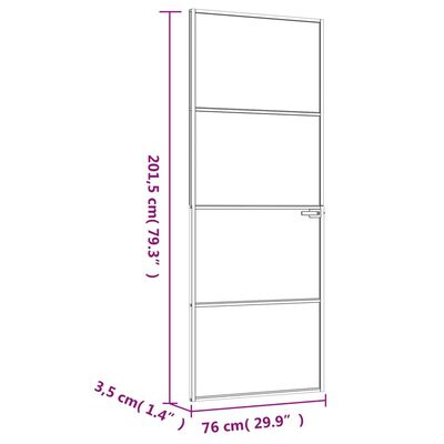 vidaXL Drzwi wewnętrzne, czarne, 76x201,5 cm, szkło i aluminium