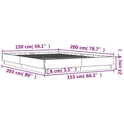 vidaXL Rama łóżka, brązowy dąb, 150x200 cm, materiał drewnopochodny