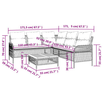 vidaXL 2-częściowa sofa ogrodowa z poduszkami, szara, polirattan