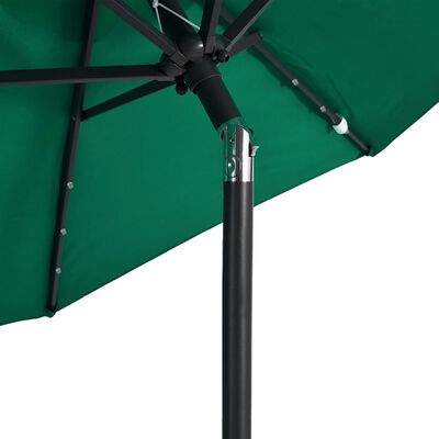 vidaXL Parasol ogrodowy LED, stalowy słupek, zielony, 225x225x212 cm