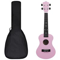 vidaXL Ukulele sopranowe z pokrowcem, dla dzieci, różowe, 23"