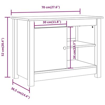 vidaXL Szafka pod telewizor, 70x36,5x52 cm, lite drewno sosnowe