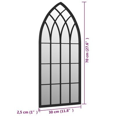 vidaXL Lustro ogrodowe, czarne, 70x30 cm, żelazne