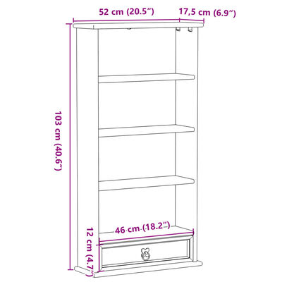 vidaXL Szafka na płyty CD Corona, 52x17,5x103 cm, lite drewno sosnowe