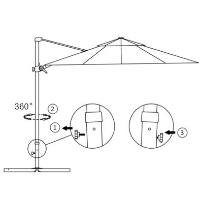 vidaXL Parasol wiszący z aluminiowym słupkiem, 300 cm, niebieski