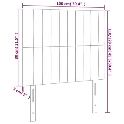 vidaXL Zagłówek do łóżka z LED, jasnoszary, 100x5x118/128 cm, aksamit