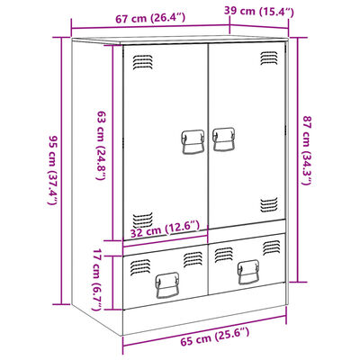 vidaXL Szafka, czarna, 67x39x95 cm, stal