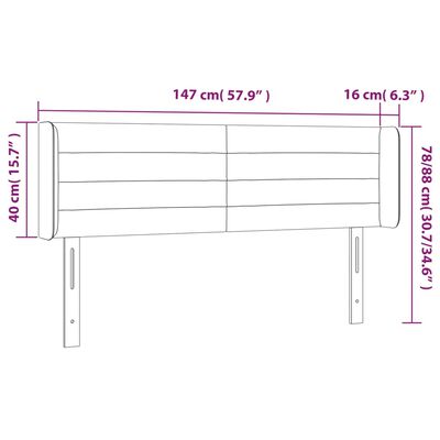 vidaXL Zagłówek do łóżka z LED, zielony, 147x16x78/88 cm, tkanina