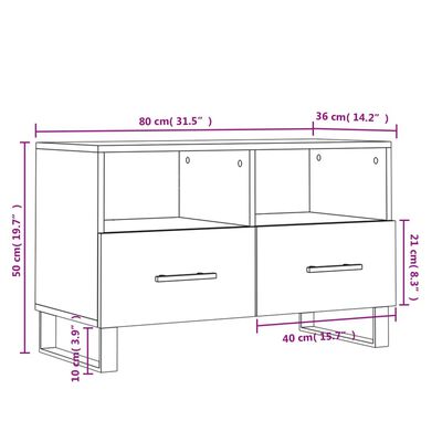 vidaXL Szafka pod TV, czarna, 80x36x50 cm, materiał drewnopochodny