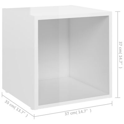 vidaXL Szafka pod TV, wysoki połysk, biała, 37x35x37 cm