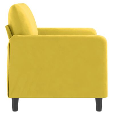 vidaXL Sofa 2-osobowa, żółta, 120 cm, tapicerowana aksamitem