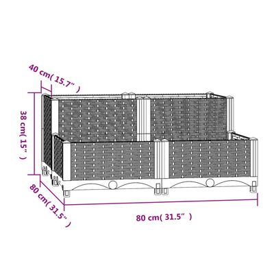 vidaXL Donica do podniesionej rabaty, 80x80x38 cm, polipropylen