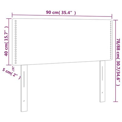 vidaXL Zagłówek do łóżka z LED, szary, 90x5x78/88 cm, sztuczna skóra