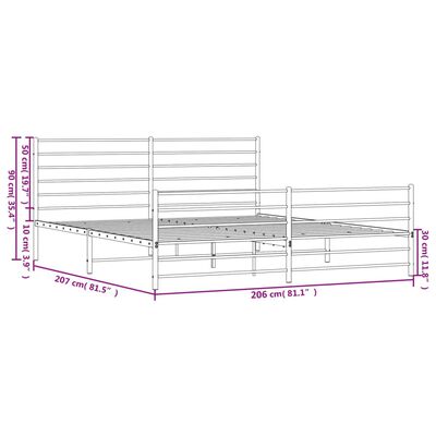 vidaXL Metalowa rama łóżka z wezgłowiem i zanóżkiem, czarna, 200x200cm