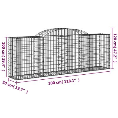 vidaXL Kosze gabionowe, 9 szt, 300x50x100/120 cm, galwanizowane żelazo