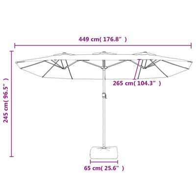 vidaXL Podwójny parasol ogrodowy z LED, piaskowy, 449x245 cm