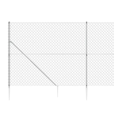 vidaXL Ogrodzenie z siatki, z kotwami, srebrne, 2,2x25 m