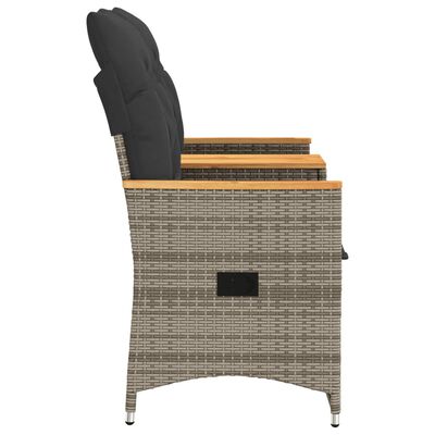 vidaXL Rozkładana sofa ogrodowa ze stolikiem, 2-os., szara, rattan PE