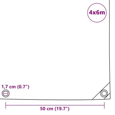 vidaXL Plandeka 650 g/m², 4 x 6 m, biała