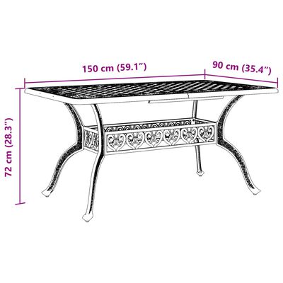 vidaXL Stół ogrodowy, biały, 150x90x72 cm, odlewane aluminium