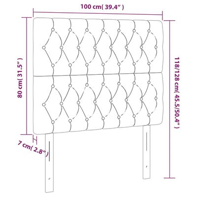 vidaXL Zagłówek do łóżka z LED, ciemnoszary, 100x7x118/128 cm, tkanina