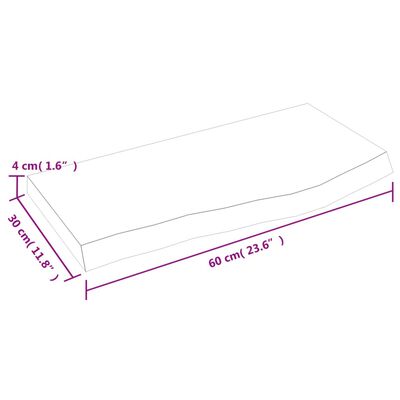 vidaXL Blat do łazienki, 60x30x(2-4) cm, surowe, lite drewno