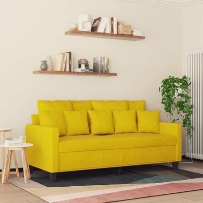 vidaXL Sofa 2-osobowa, żółta, 140 cm, tapicerowana aksamitem